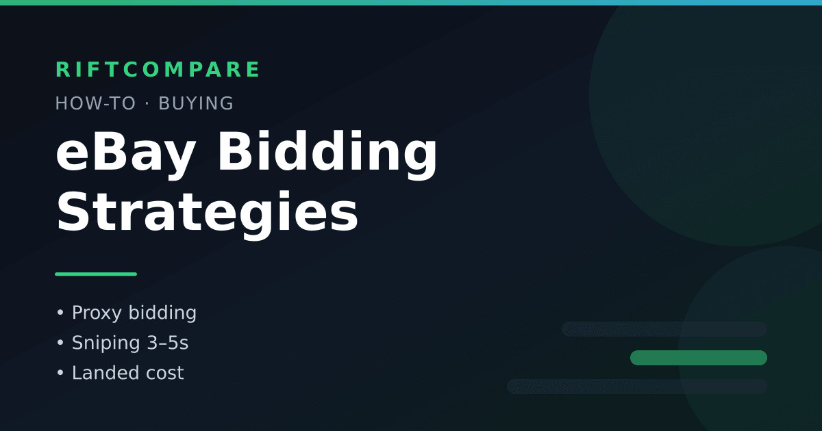 eBay Bidding Strategies — proxy bidding, last-second sniping and landed-cost maximums, on RiftCompare