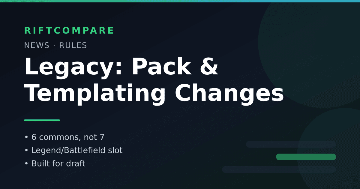 Riftbound Legacy pack composition and card templating changes explained on RiftCompare