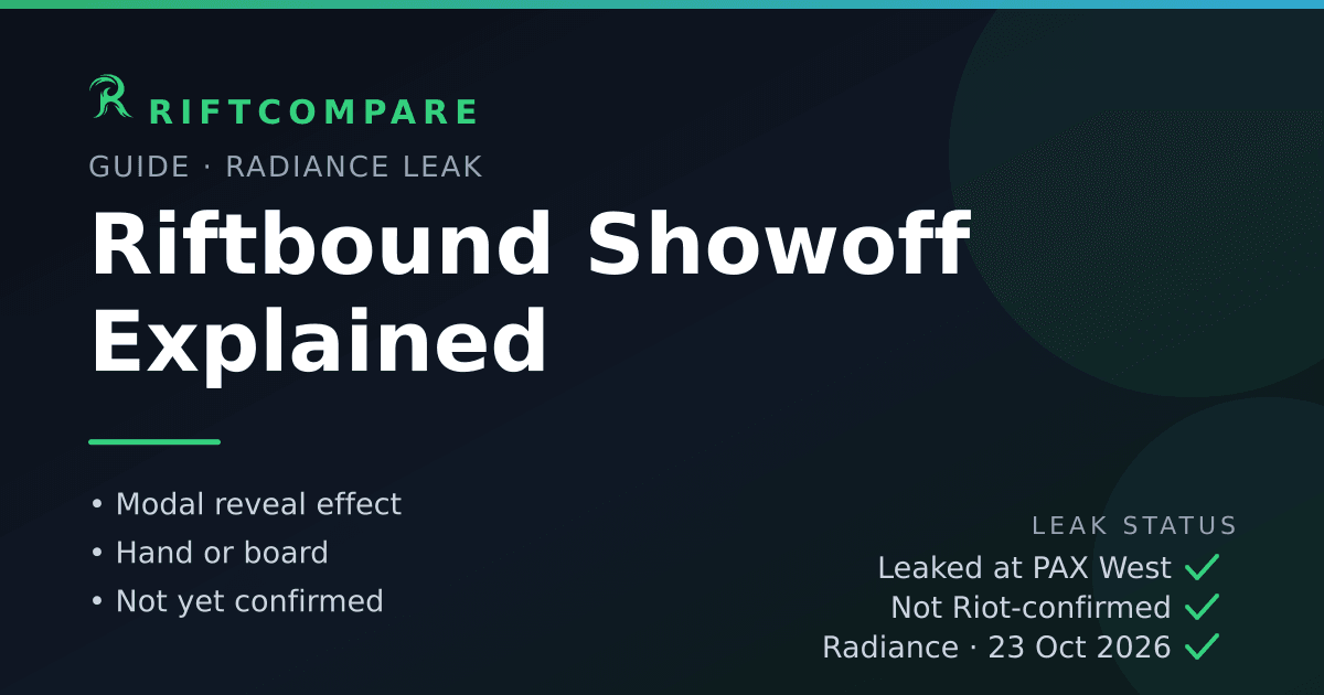 Riftbound Showoff — a leaked Radiance reveal mechanic, not yet confirmed by Riot