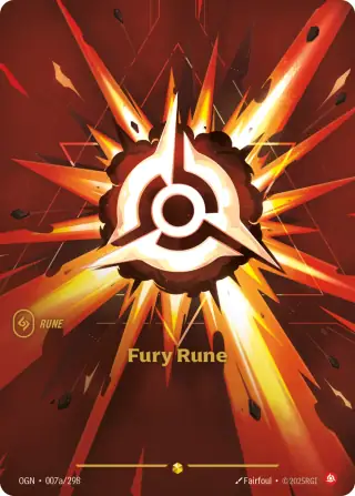 Fury Rune — Riftbound Showcase card OGN 007a