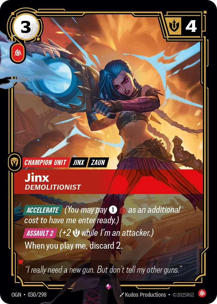 Jinx, Demolitionist — Riftbound card OGN 030