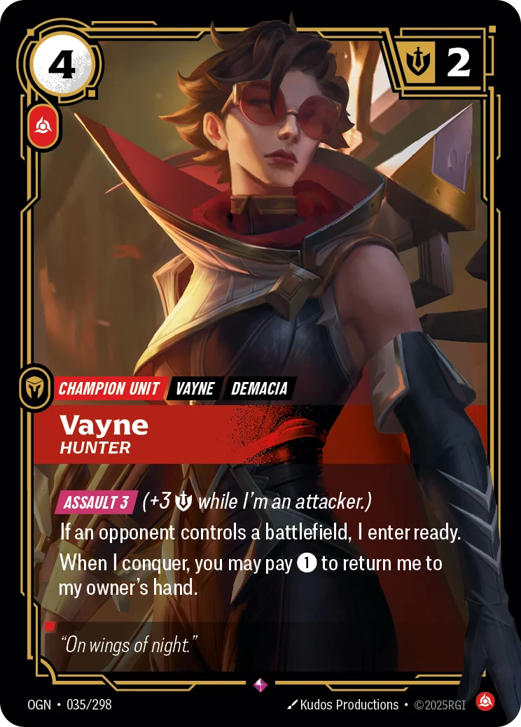 Vayne, Hunter — Riftbound card OGN 035