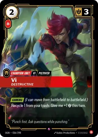 Vi, Destructive — Riftbound card OGN 036