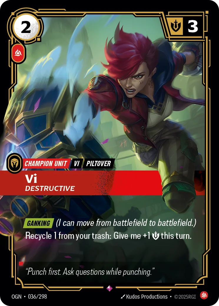 Vi, Destructive — Riftbound promo card OGN 036a