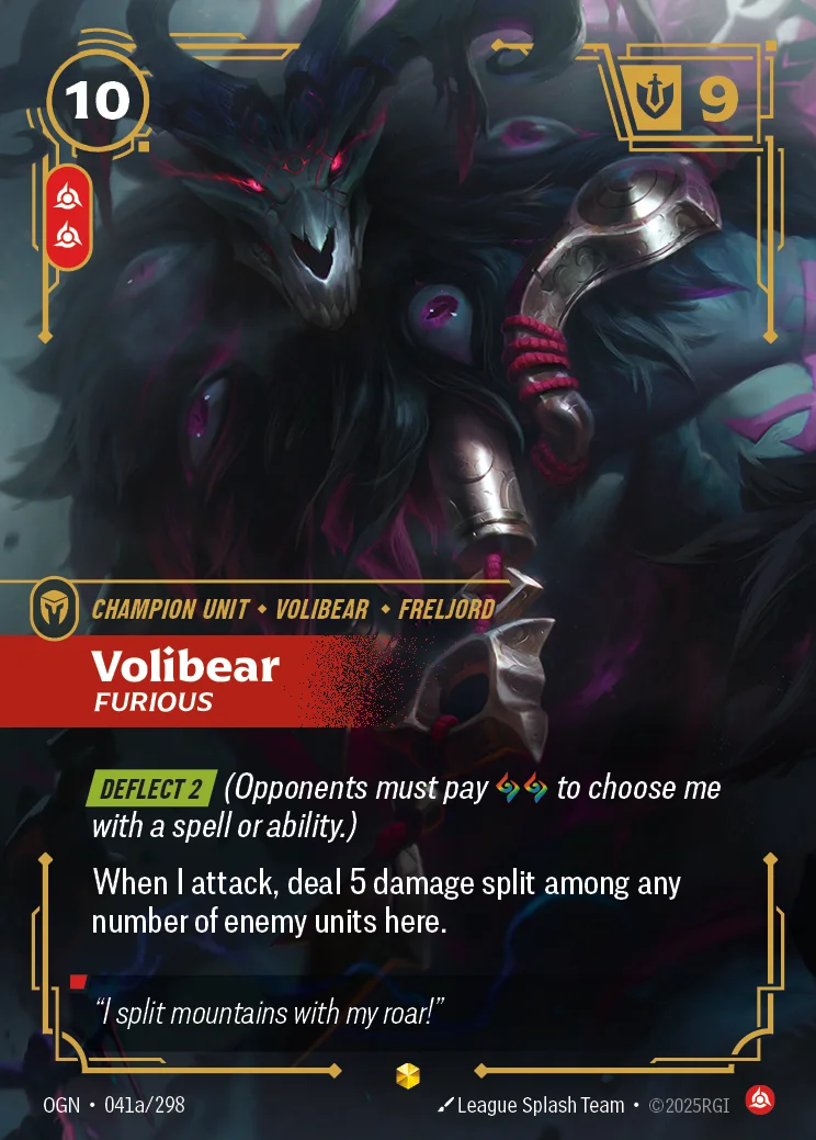 Volibear, Furious — Riftbound Showcase card OGN 041a