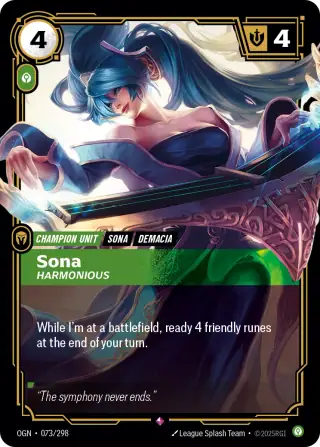 Sona, Harmonious — Riftbound card OGN 073