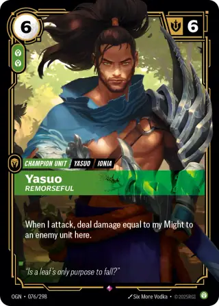 Yasuo, Remorseful — Riftbound card OGN 076