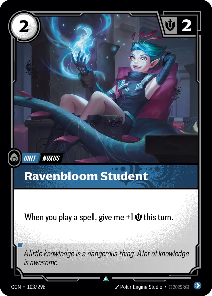 Ravenbloom Student — Riftbound promo card OGN 103