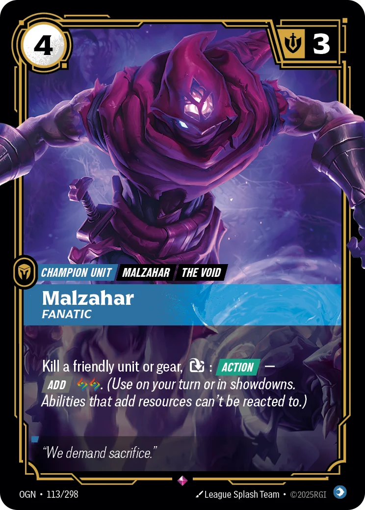 Malzahar, Fanatic — Riftbound card OGN 113