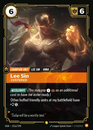 Lee Sin, Centered — Riftbound Showcase card OGN 151a
