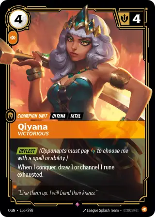 Qiyana, Victorious — Riftbound card OGN 155