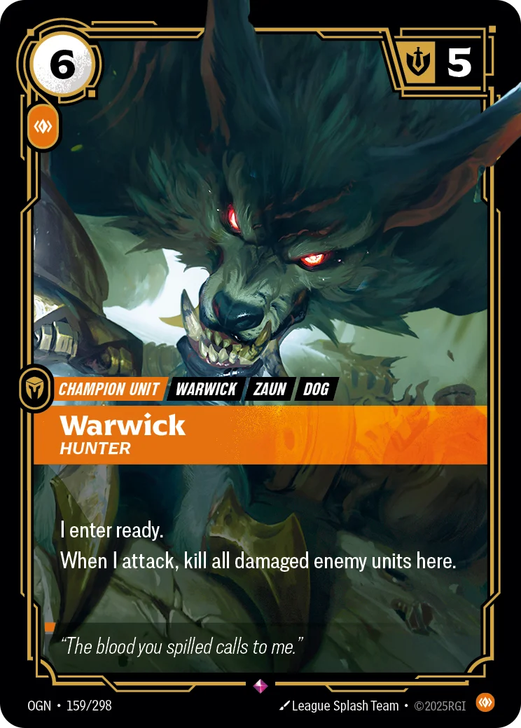 Warwick, Hunter — Riftbound promo card OGN 159a