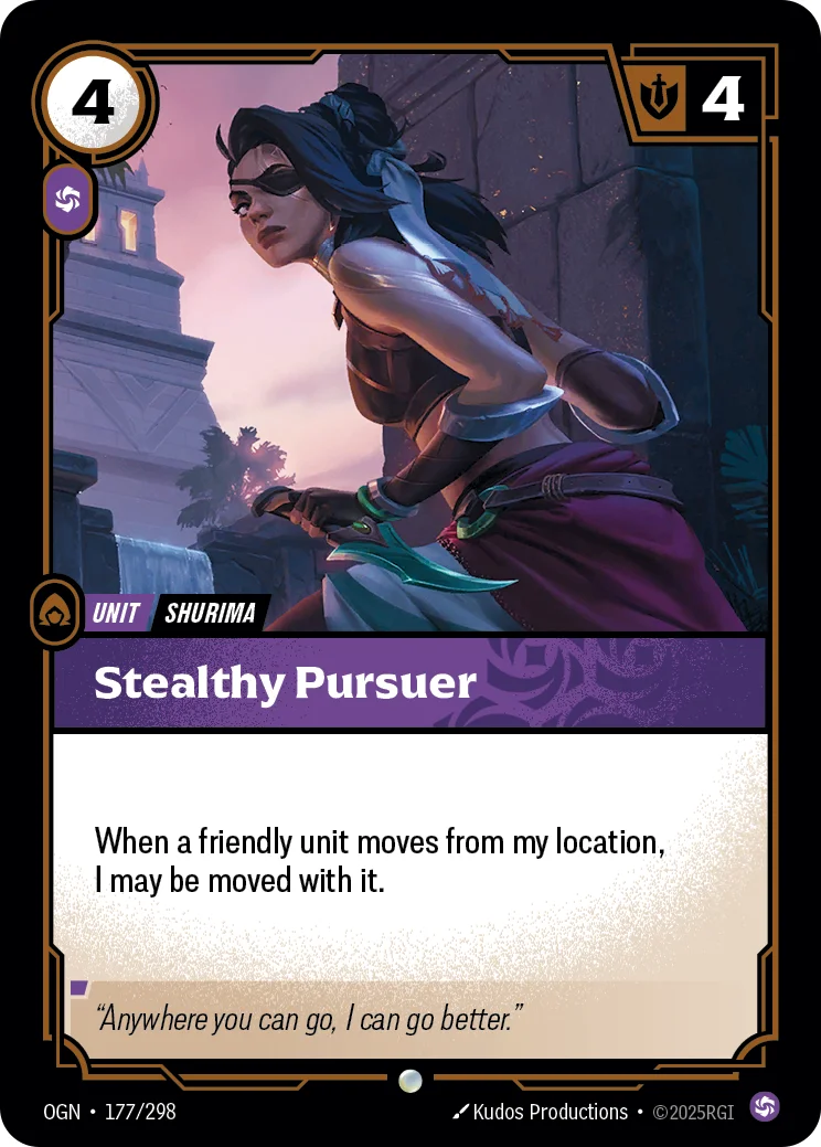 Stealthy Pursuer — Riftbound promo card OGN 177