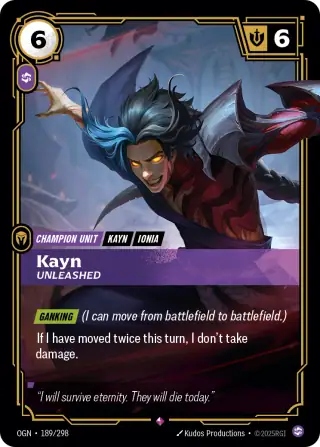 Kayn, Unleashed — Riftbound card OGN 189