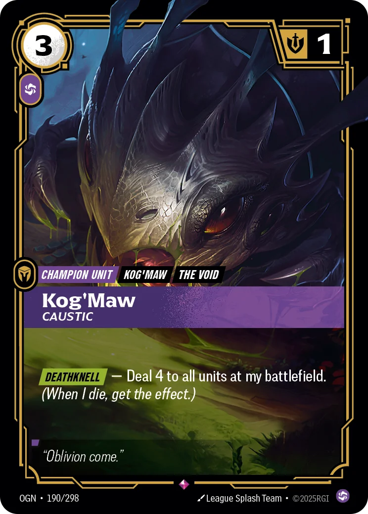 Kog'Maw, Caustic — Riftbound card OGN 190