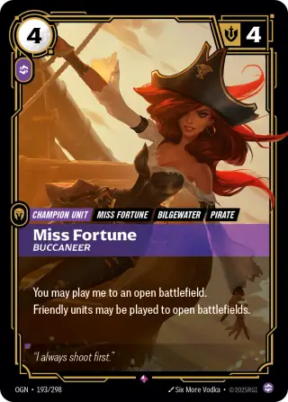 Miss Fortune, Buccaneer — Riftbound promo card OGN 193