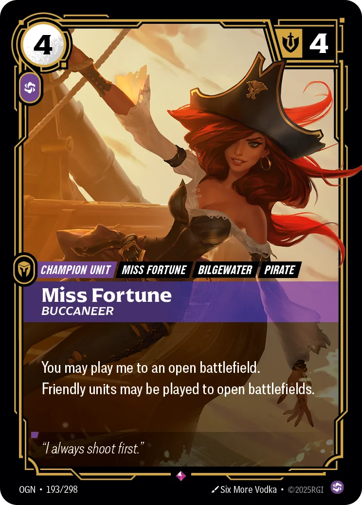 Miss Fortune, Buccaneer — Riftbound promo card OGN 193a
