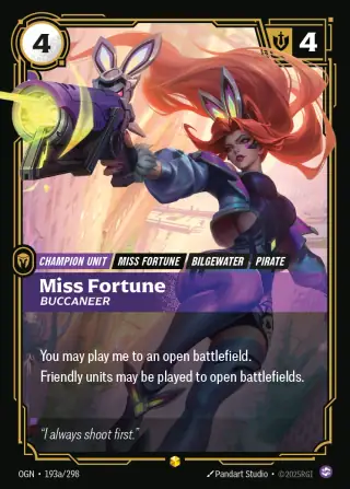 Miss Fortune, Buccaneer — Riftbound Showcase card OGN 193a