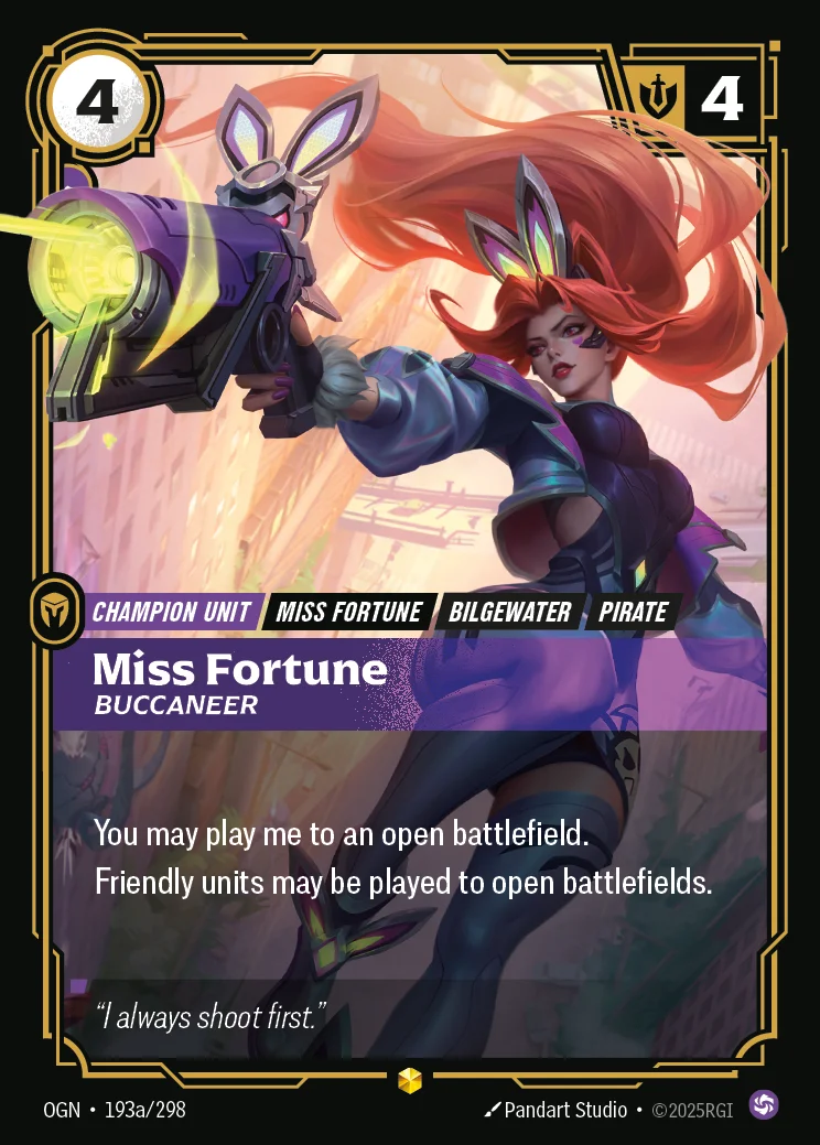 Miss Fortune, Buccaneer — Riftbound Showcase card OGN 193a