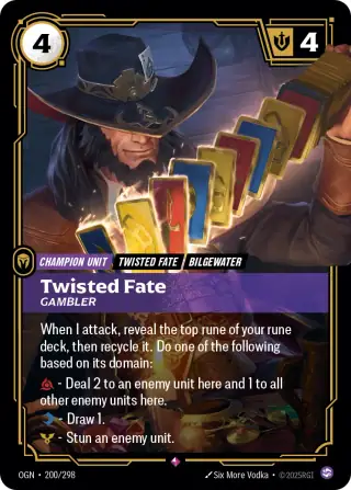 Twisted Fate, Gambler — Riftbound card OGN 200