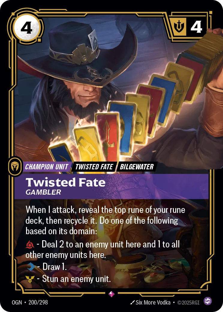 Twisted Fate, Gambler — Riftbound card OGN 200