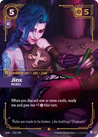 Jinx, Rebel — Riftbound promo card OGN 202