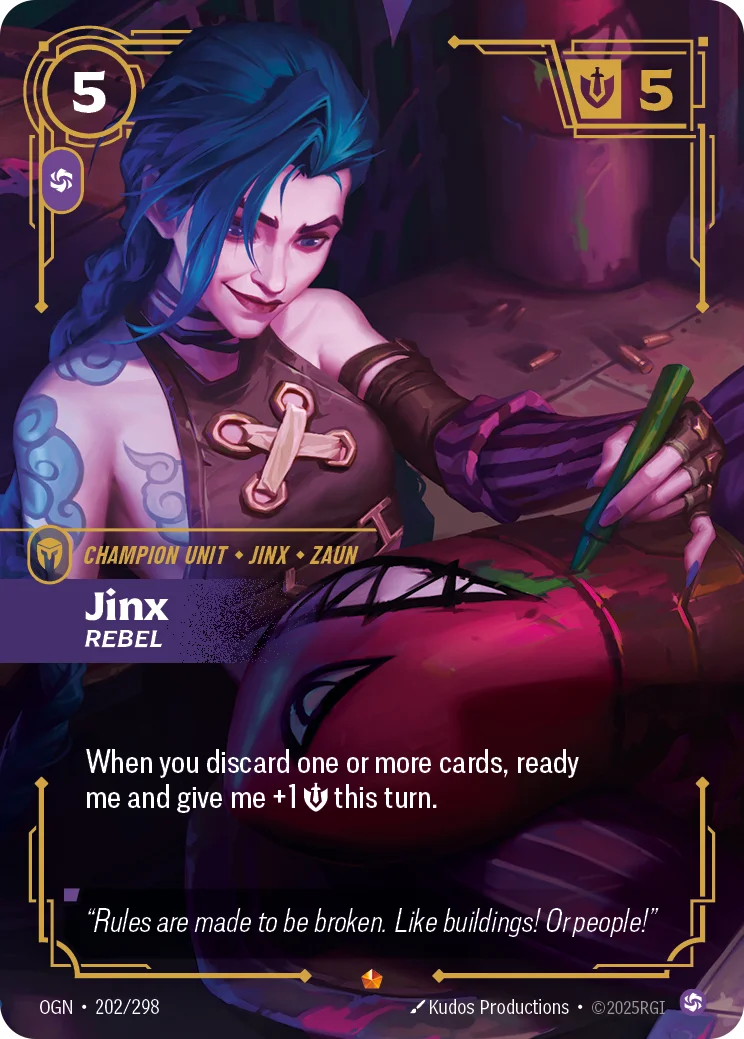 Jinx, Rebel — Riftbound promo card OGN 202