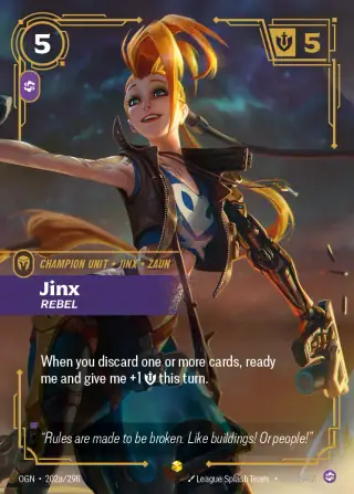Jinx, Rebel — Riftbound Showcase card OGN 202a