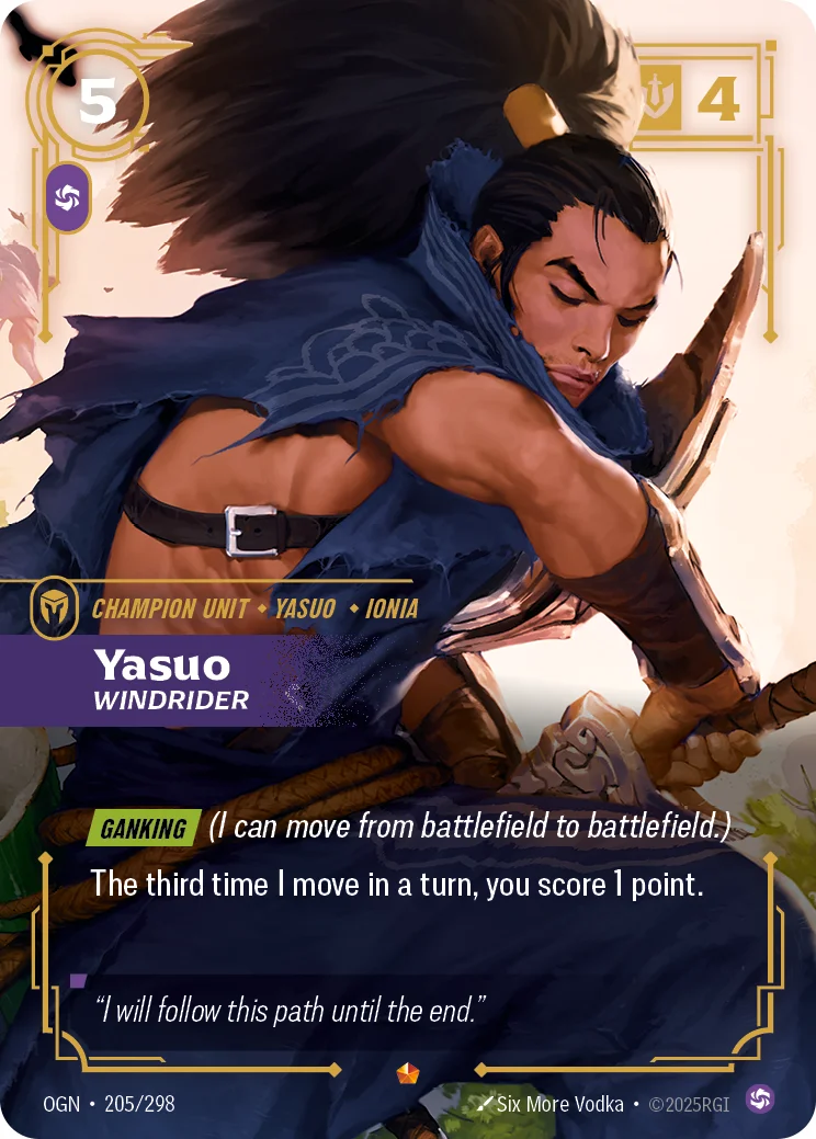 Yasuo, Windrider — Riftbound Epic card OGN 205