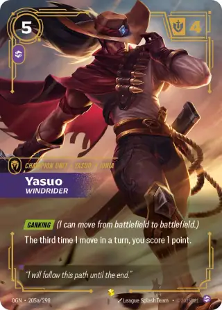 Yasuo, Windrider — Riftbound Showcase card OGN 205a