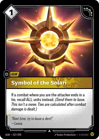 Symbol of the Solari — Riftbound card OGN 227