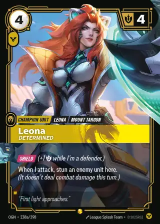 Leona, Determined — Riftbound Showcase card OGN 238a