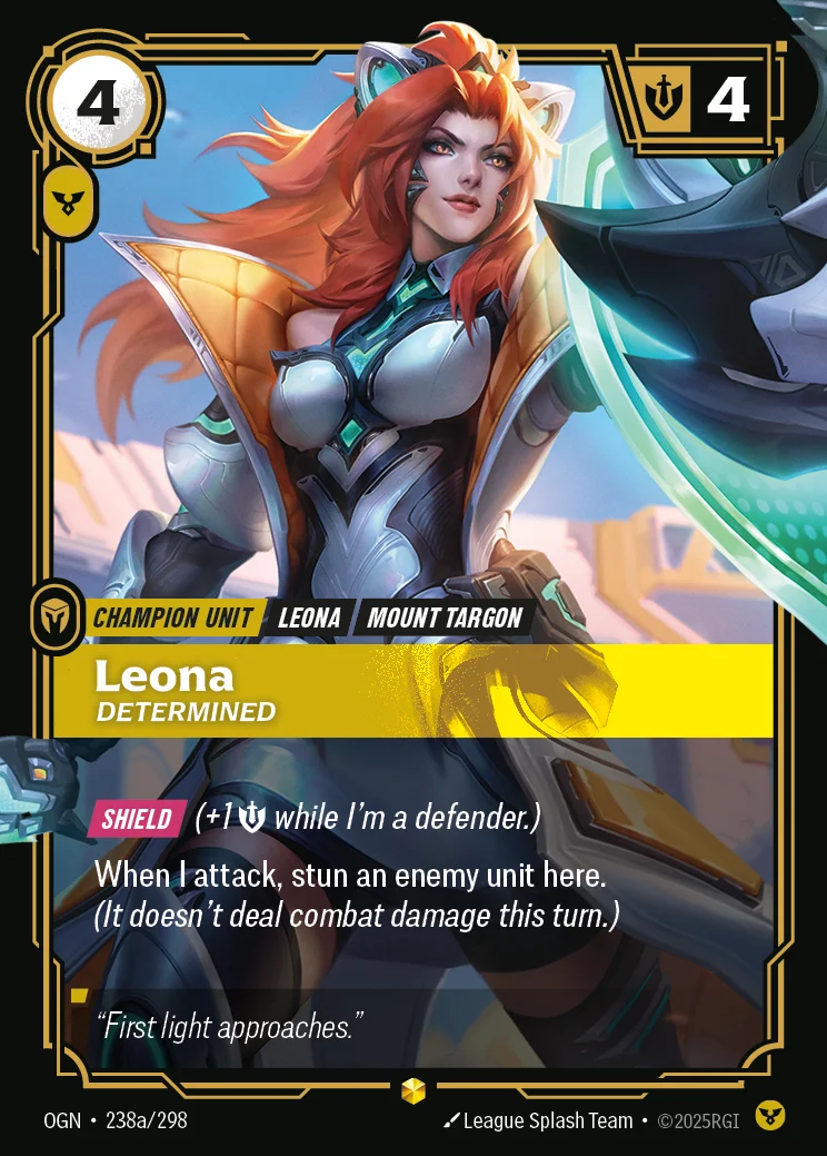 Leona, Determined — Riftbound Showcase card OGN 238a