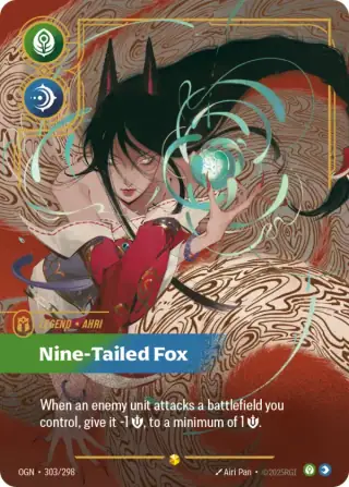 Ahri, Nine-Tailed Fox — Riftbound overnumbered card OGN 303