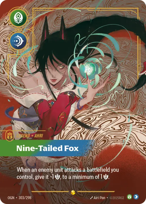 Ahri, Nine-Tailed Fox — Riftbound overnumbered card OGN 303