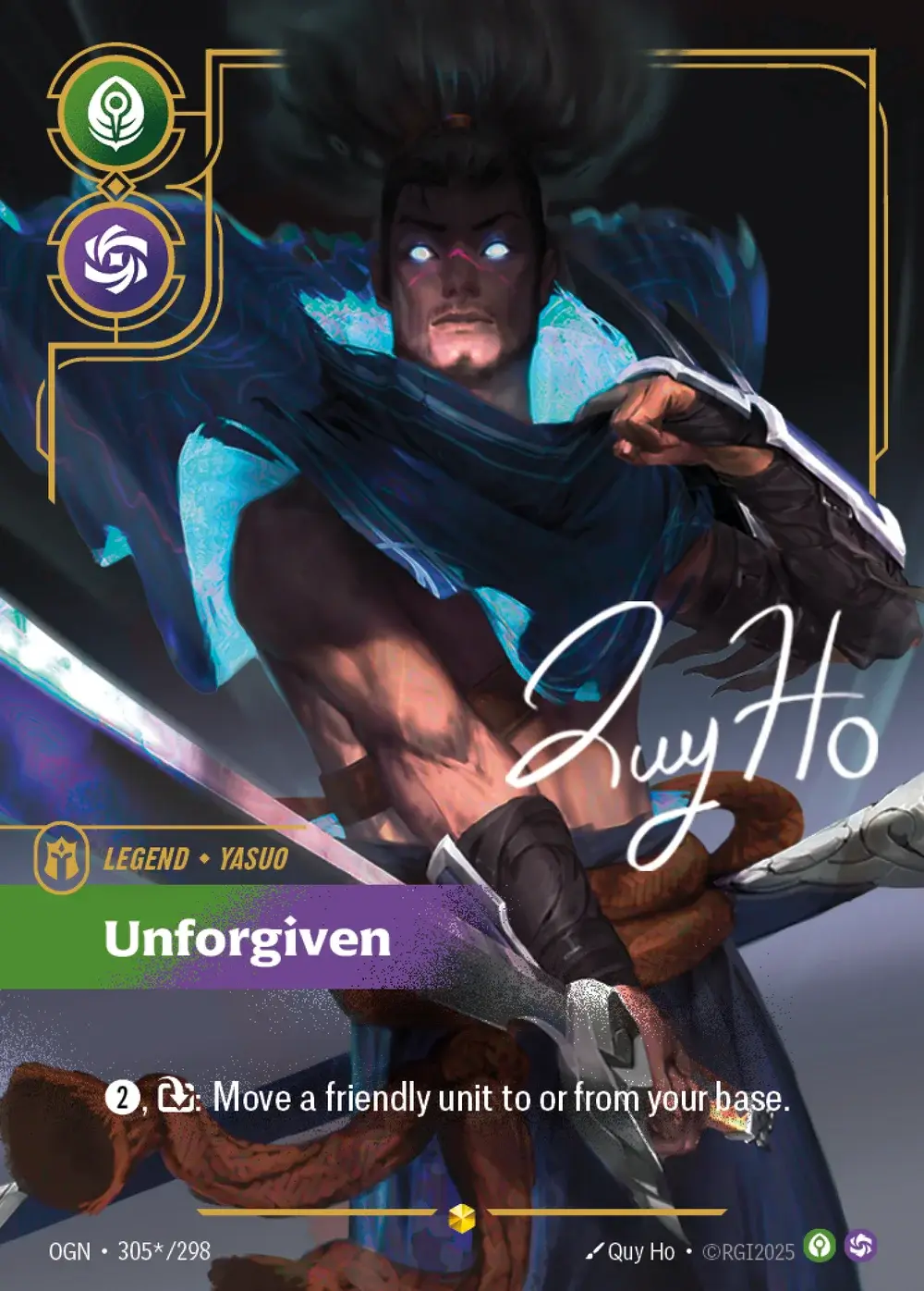 Yasuo, Unforgiven — Riftbound signature card OGN 305