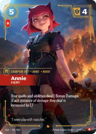 Annie, Fiery — Riftbound promo card OGS 001