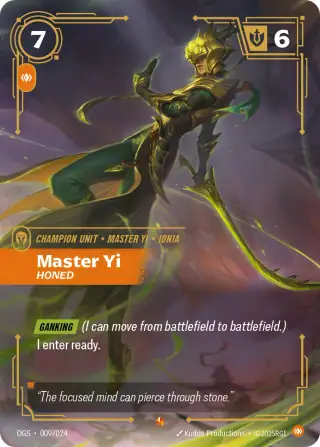 Yi, Honed — Riftbound promo card OGS 009