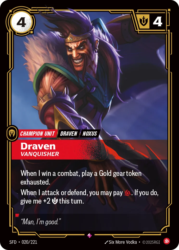 Draven, Vanquisher — Riftbound card SFD 020