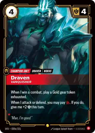 Draven, Vanquisher — Riftbound Showcase card SFD 020a