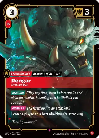 Rengar, Pouncing — Riftbound card SFD 025
