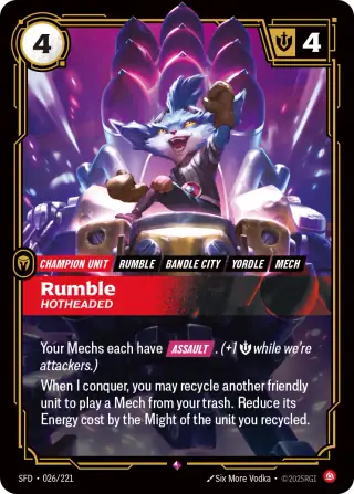 Rumble, Hotheaded — Riftbound card SFD 026