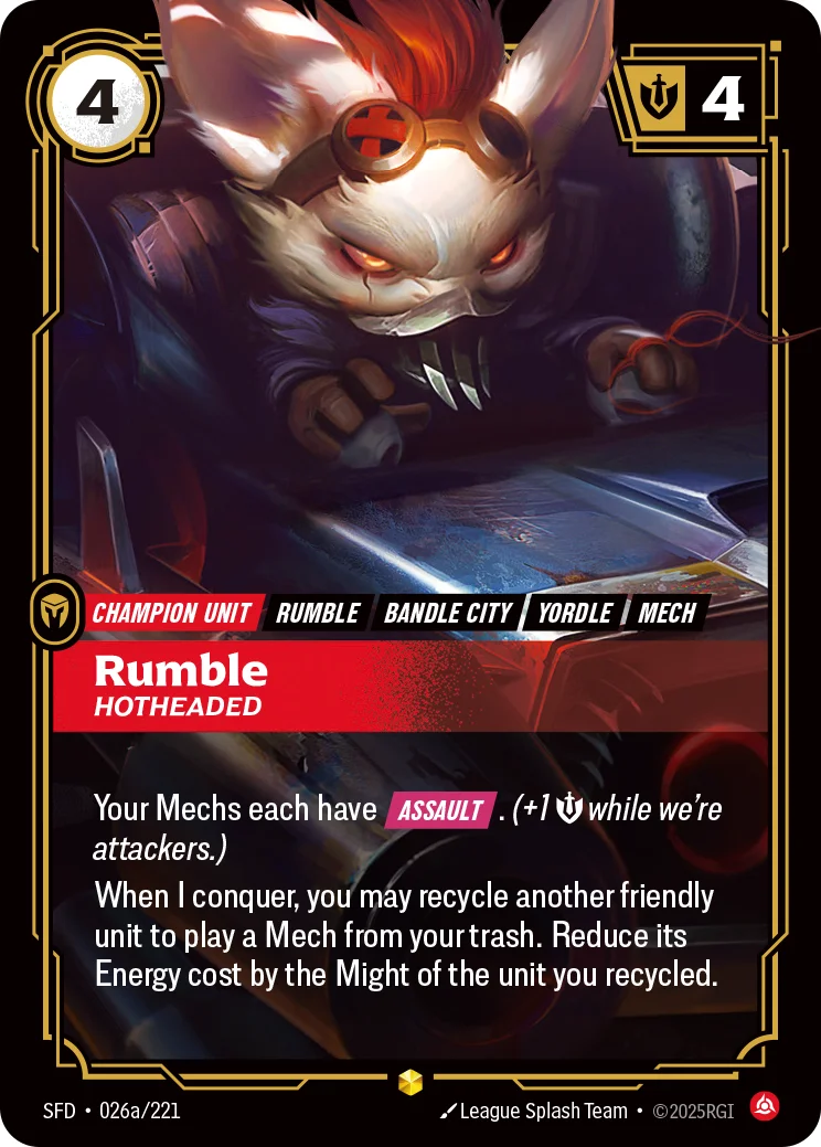 Rumble, Hotheaded — Riftbound Showcase card SFD 026a