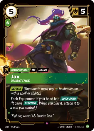 Jax, Unmatched — Riftbound card SFD 054