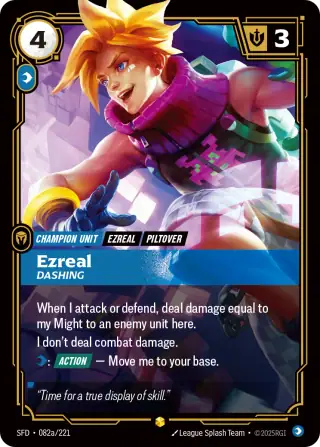 Ezreal, Dashing — Riftbound Showcase card SFD 082a