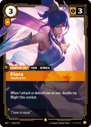 Fiora, Peerless — Riftbound Showcase card SFD 110a