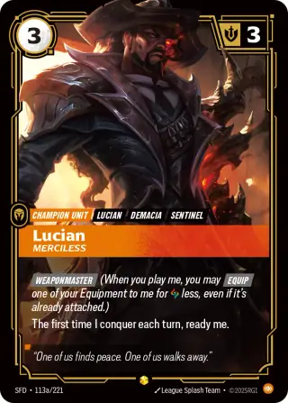 Lucian, Merciless — Riftbound Showcase card SFD 113a