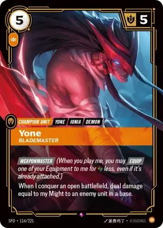 Yone, Blademaster — Riftbound card SFD 116