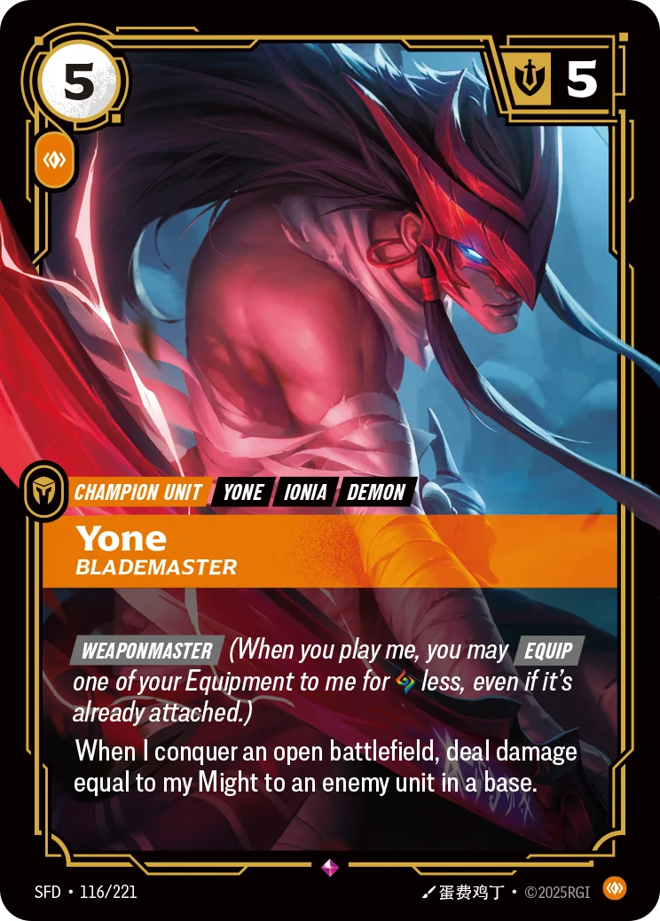 Yone, Blademaster — Riftbound promo card SFD 116