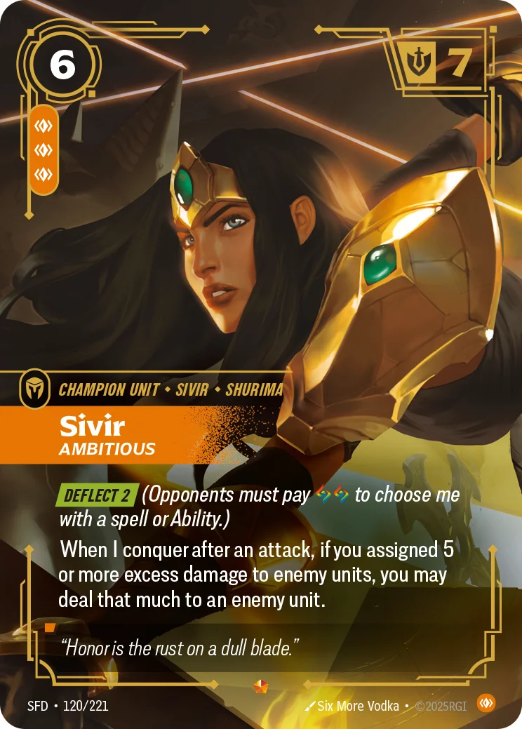 Sivir, Ambitious — Riftbound Epic card SFD 120